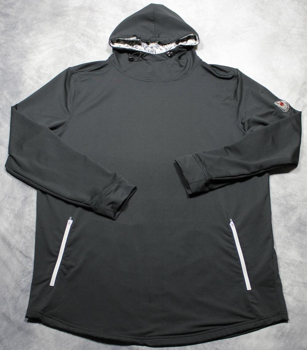 Swannies Hoodie Mens 2XL Black Lightweight Golf Pullover Zip Pocket Stretch